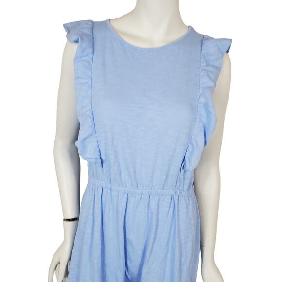 Loft Womens Medium Ruffle Sleeve Ruffle Hem Crew Neck Elastic Waist Midi Dress - Picture 2 of 6